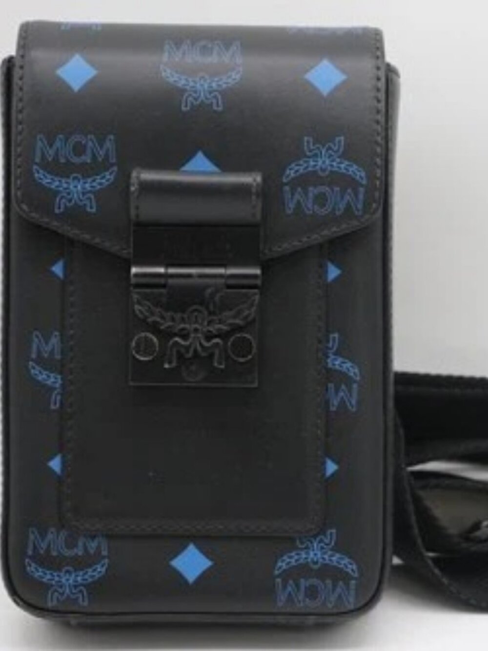 MCM Unisex Color Splash Logo Mini Crossbody Bag - Blue/Black